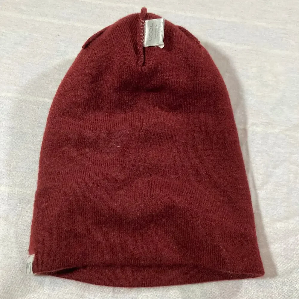 Coal Kids OS Red Dinosaur Winter Beanie Hat Pompom Ski Snowboard Outdoors Maroon